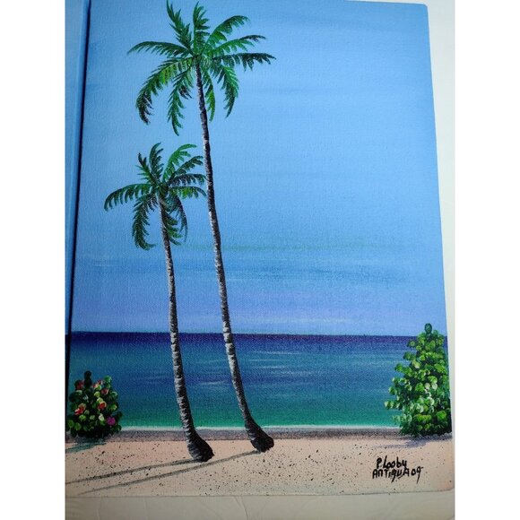 Antigua Beach Shoreline Original Oil Paintings on Canvas Signed P Looby 2009 - Picture 2 of 6